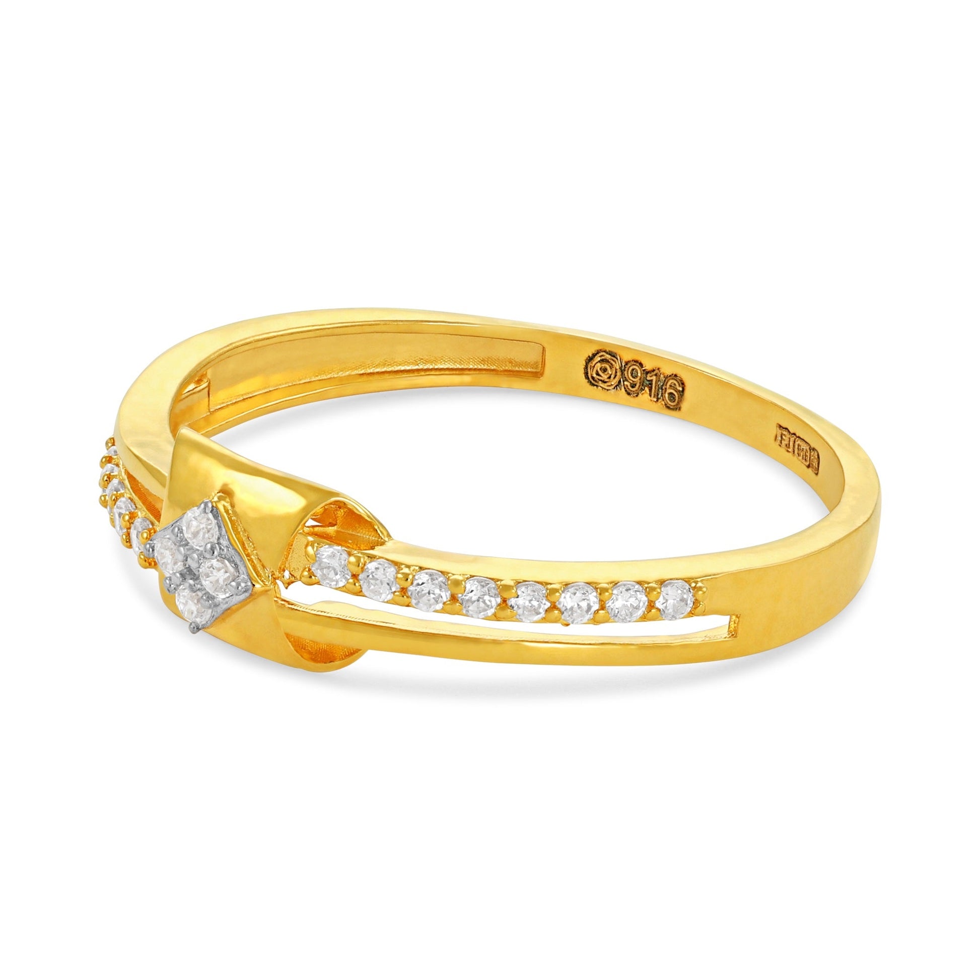 22ct Yellow Gold Unique Design Cubic Zirconia Ring PZ125 - RN109 - FJewellery