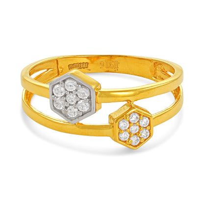 22ct Yellow Gold Unique Design Cubic Zirconia Ring PZ125-RN110 - FJewellery