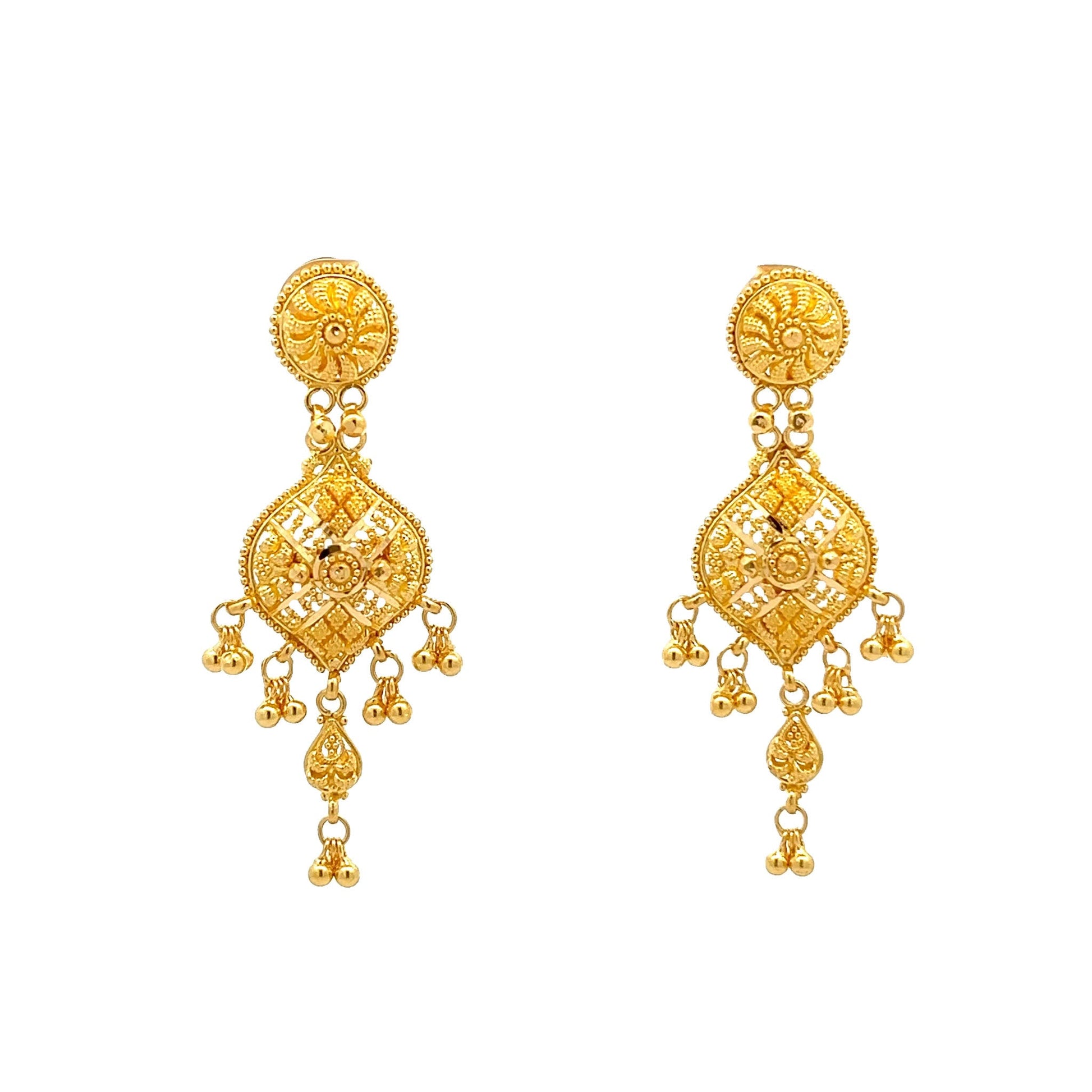 22ct Yellow Gold Unique Design Drop Earrings PZ325-ER104 - FJewellery