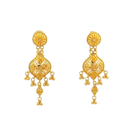22ct Yellow Gold Unique Design Drop Earrings PZ325-ER104 - FJewellery