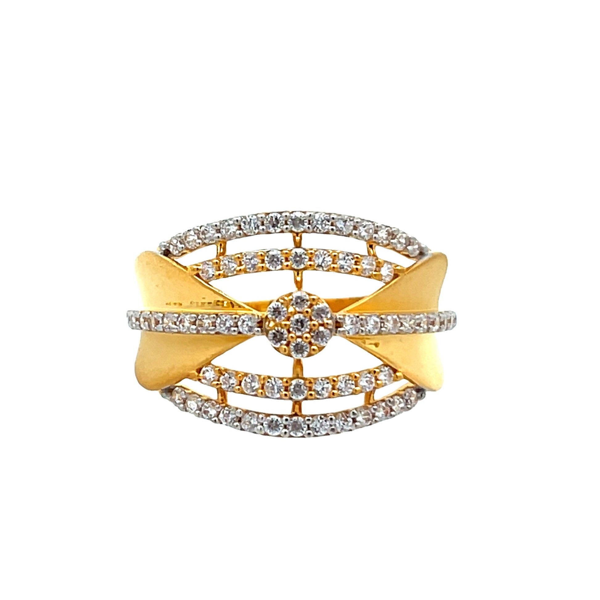 22ct Yellow Gold Unique Design Ring with Stones PZ325-RN106 - FJewellery
