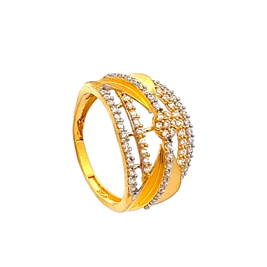 22ct Yellow Gold Unique Design Ring with Stones PZ325-RN106 - FJewellery