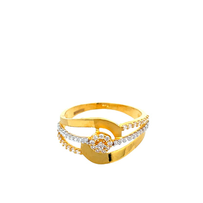 22ct Yellow Gold Unique Design Ring with Stones PZ325-RN13 - FJewellery