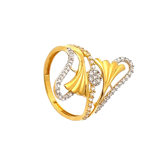 22ct Yellow Gold Unique Design Ring with Stones PZ325-RN41 - FJewellery
