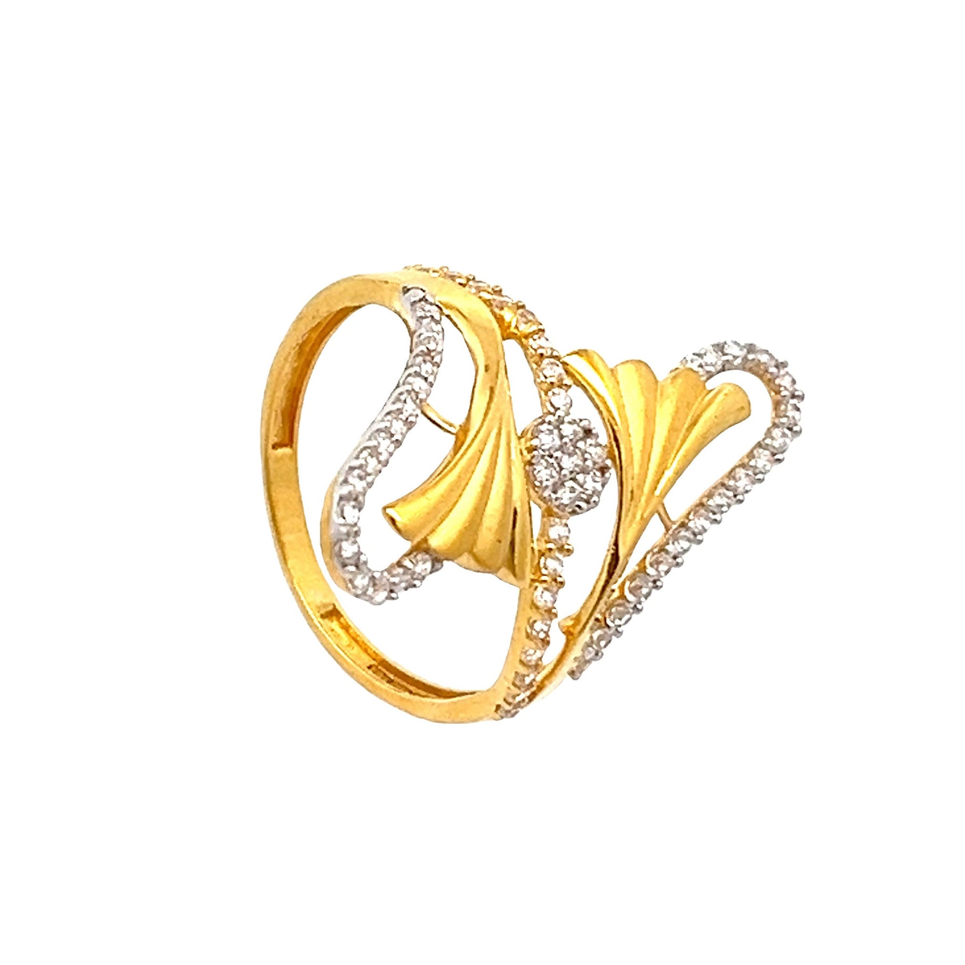 22ct Yellow Gold Unique Design Ring with Stones PZ325 - RN41 - FJewellery