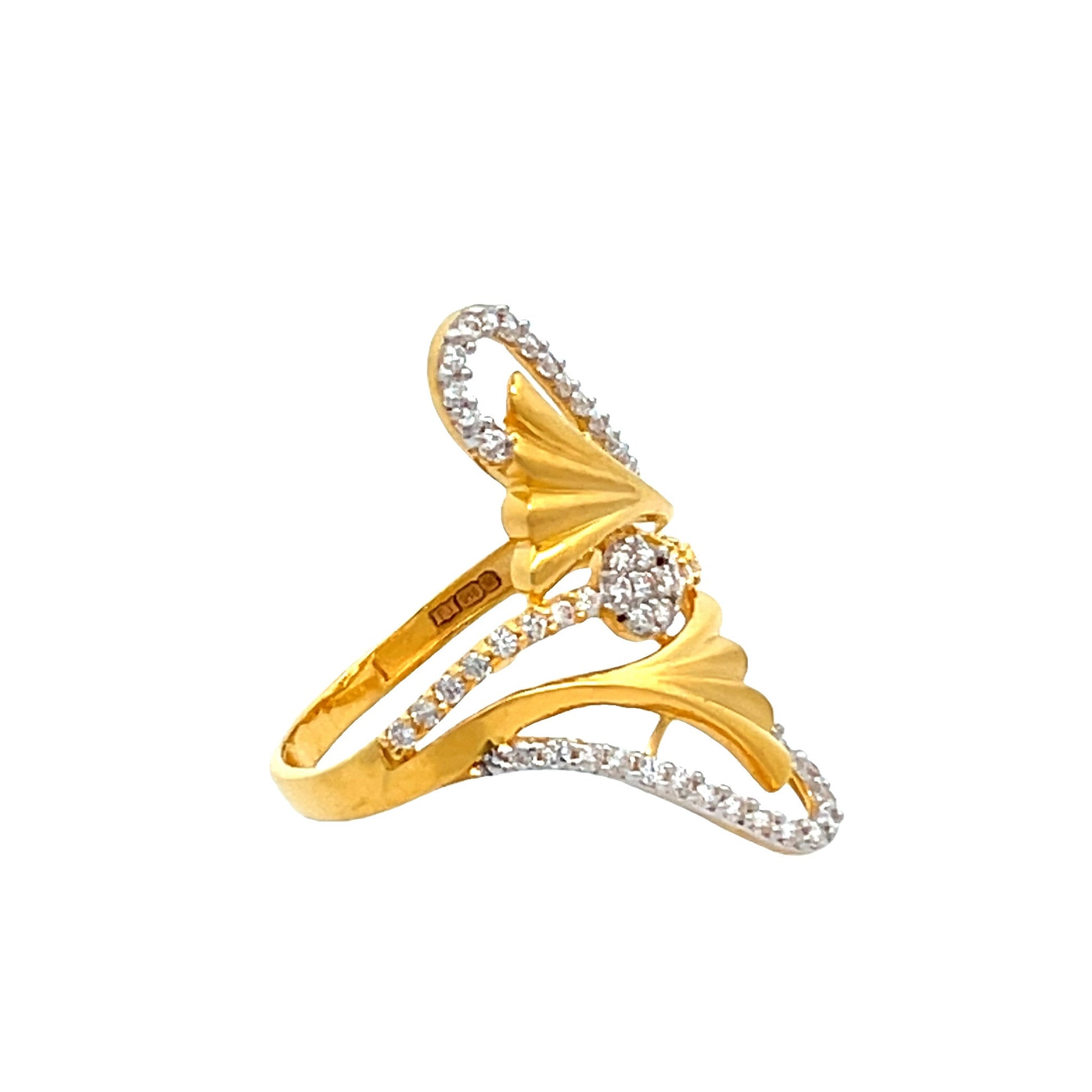 22ct Yellow Gold Unique Design Ring with Stones PZ325 - RN41 - FJewellery