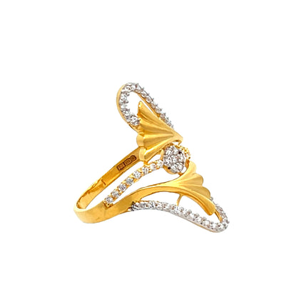 22ct Yellow Gold Unique Design Ring with Stones PZ325 - RN41 - FJewellery