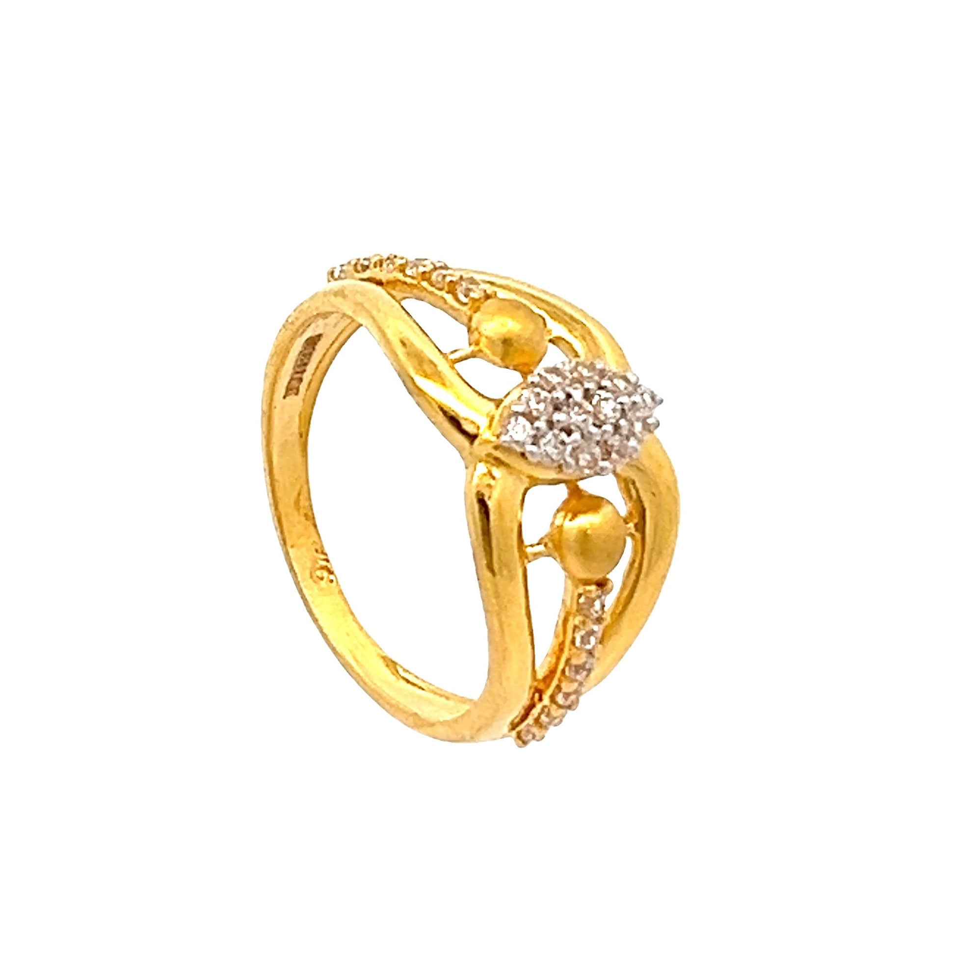 22ct Yellow Gold Unique Design Ring with Stones PZ325 - RN51 - FJewellery