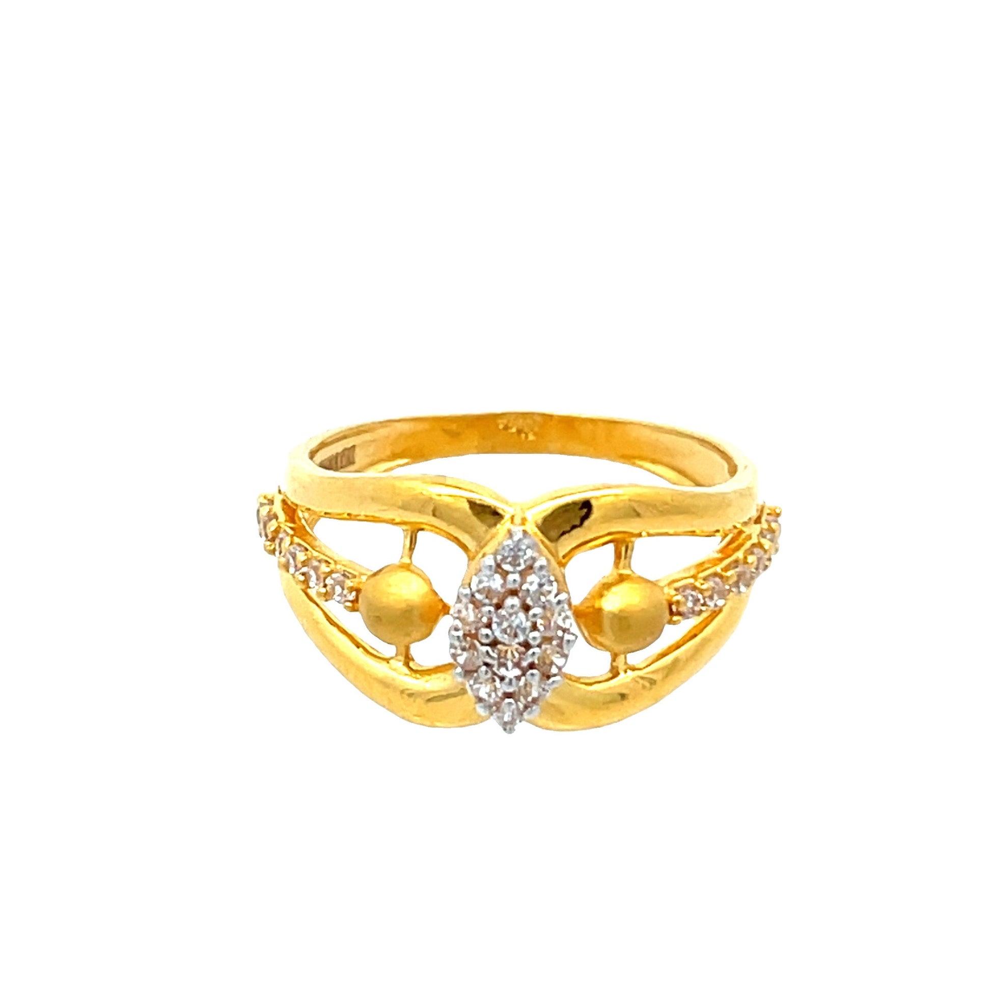22ct Yellow Gold Unique Design Ring with Stones PZ325-RN51 - FJewellery
