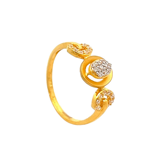 22ct Yellow Gold Unique Design Ring with Stones PZ325-RN79 - FJewellery