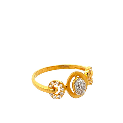 22ct Yellow Gold Unique Design Ring with Stones PZ325-RN79 - FJewellery