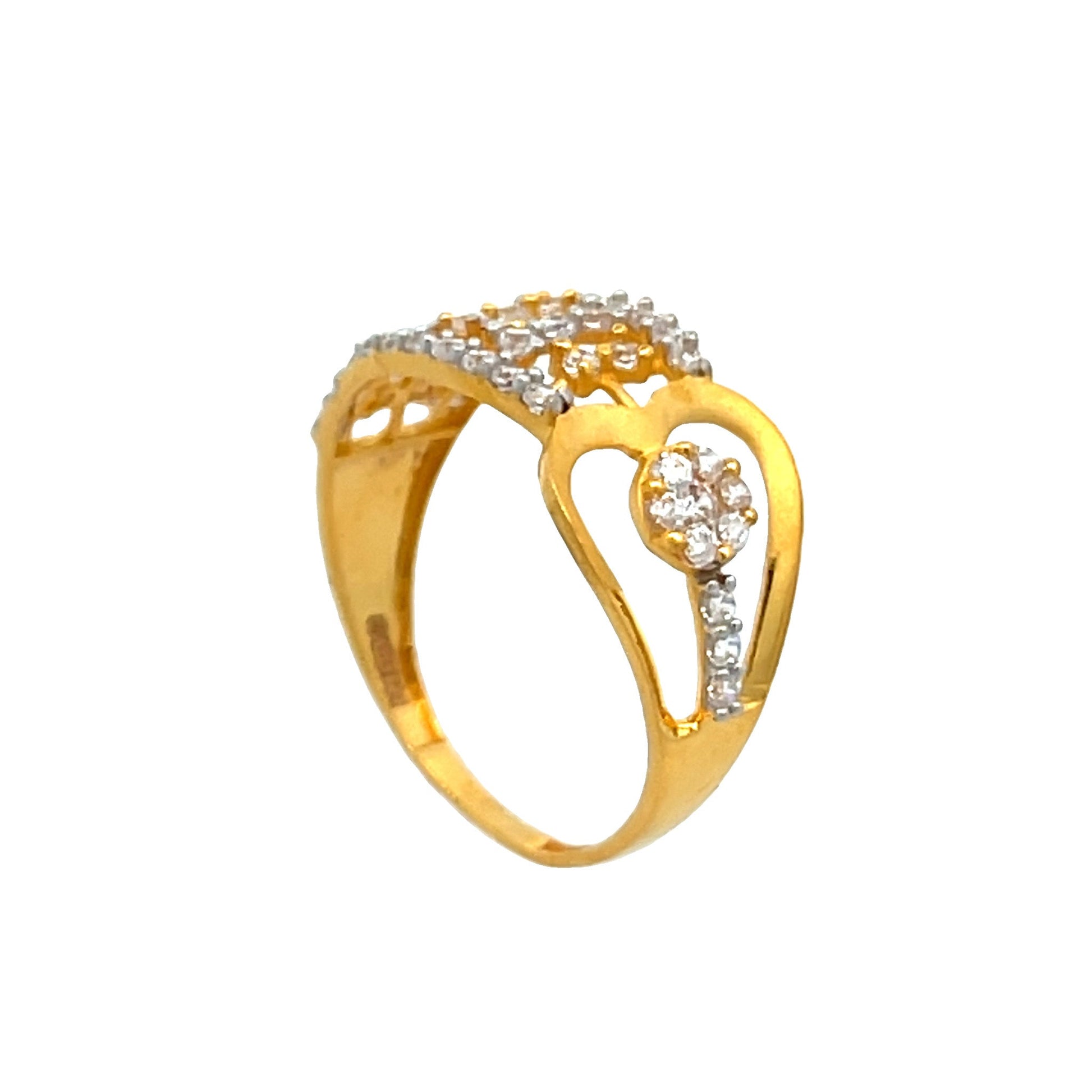22ct Yellow Gold Unique Design Ring with Stones PZ325-RN99 - FJewellery