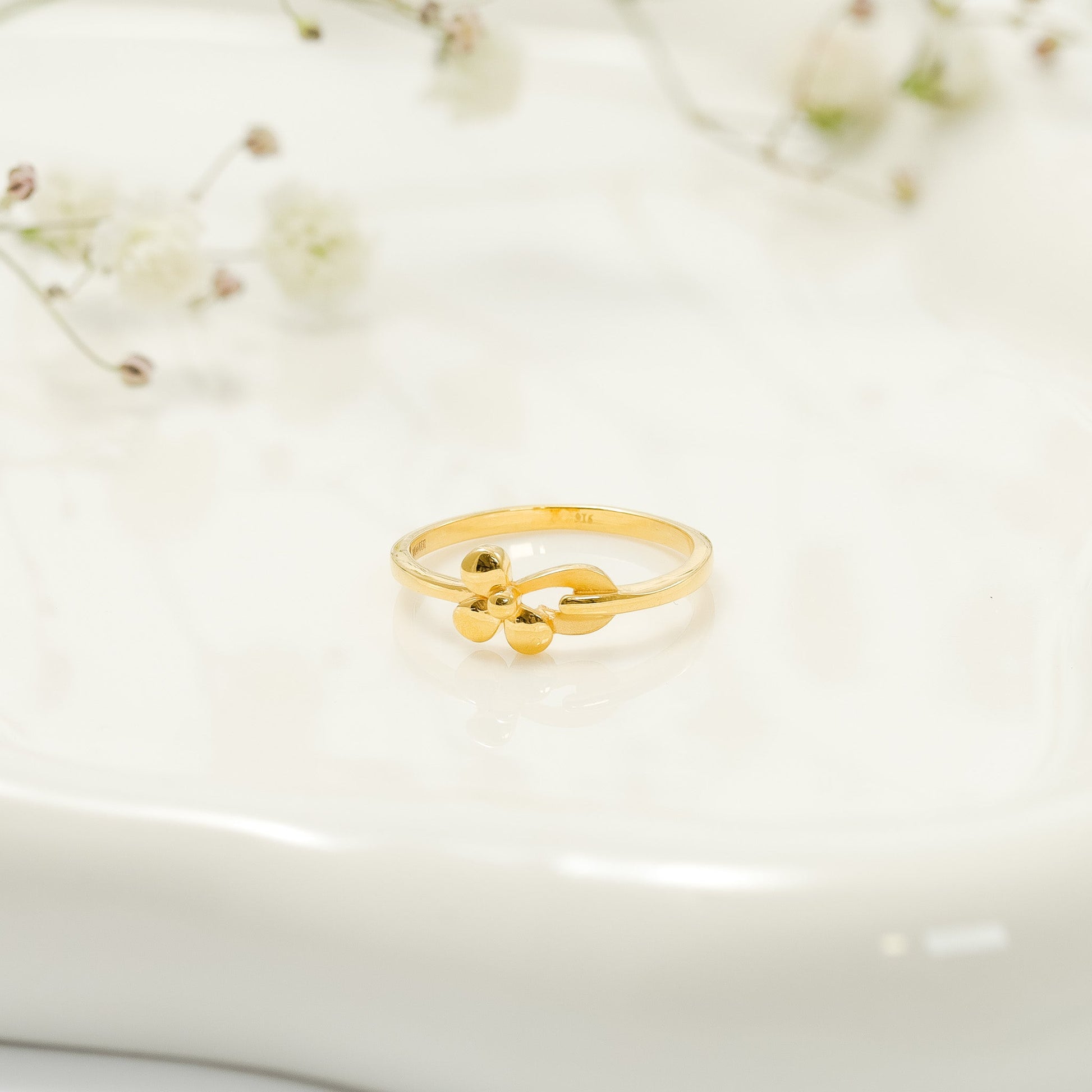 22ct Yellow Gold Unique Flower Design Ring BF1224-RN131 - FJewellery
