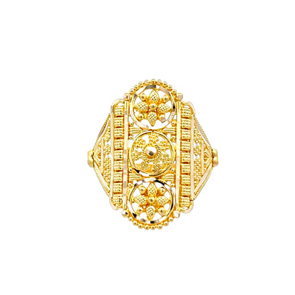 22ct Yellow Gold Unique Pattern Ring PZ325-RN111 - FJewellery