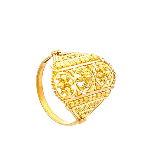 22ct Yellow Gold Unique Pattern Ring PZ325 - RN111 - FJewellery