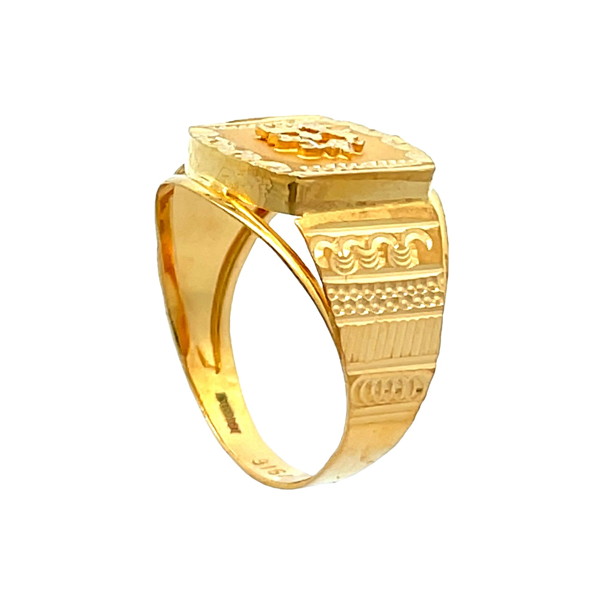 22ct Yellow Gold Unique Signet Ring PZ325 - RN55 - FJewellery