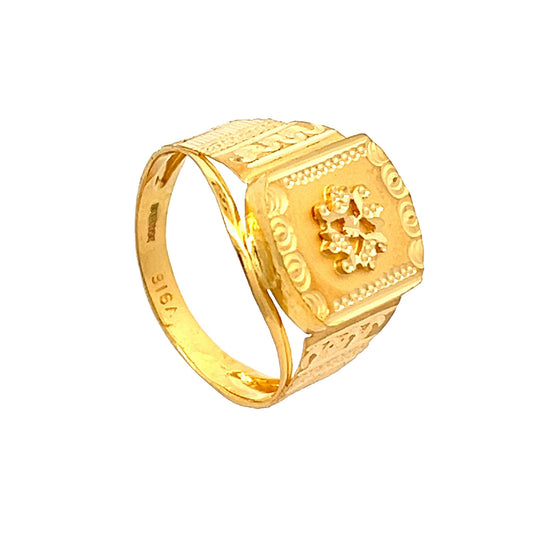 22ct Yellow Gold Unique Signet Ring PZ325-RN55 - FJewellery