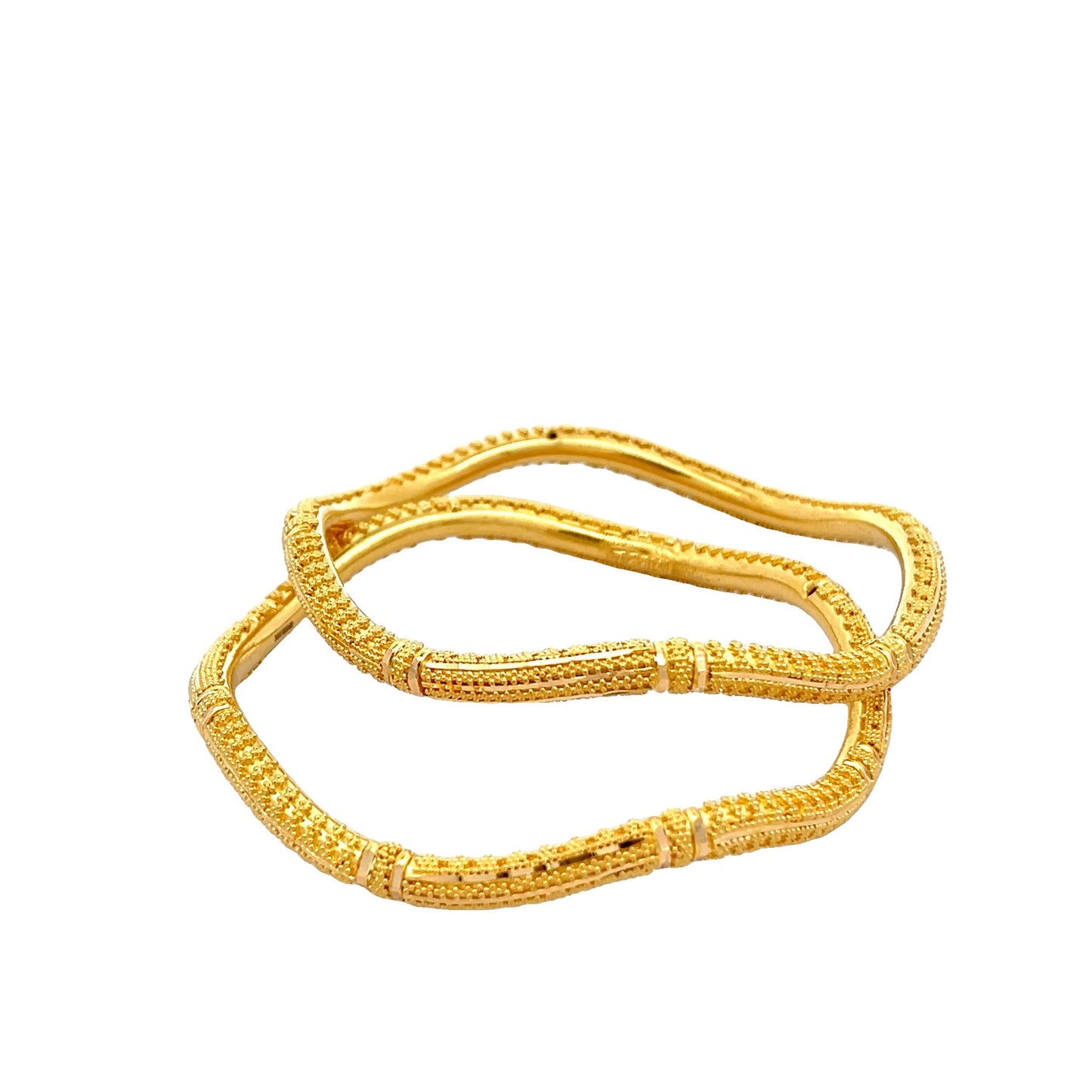 22ct Yellow Gold Wavy Patterned Bangle PZ325 - BN51 - FJewellery