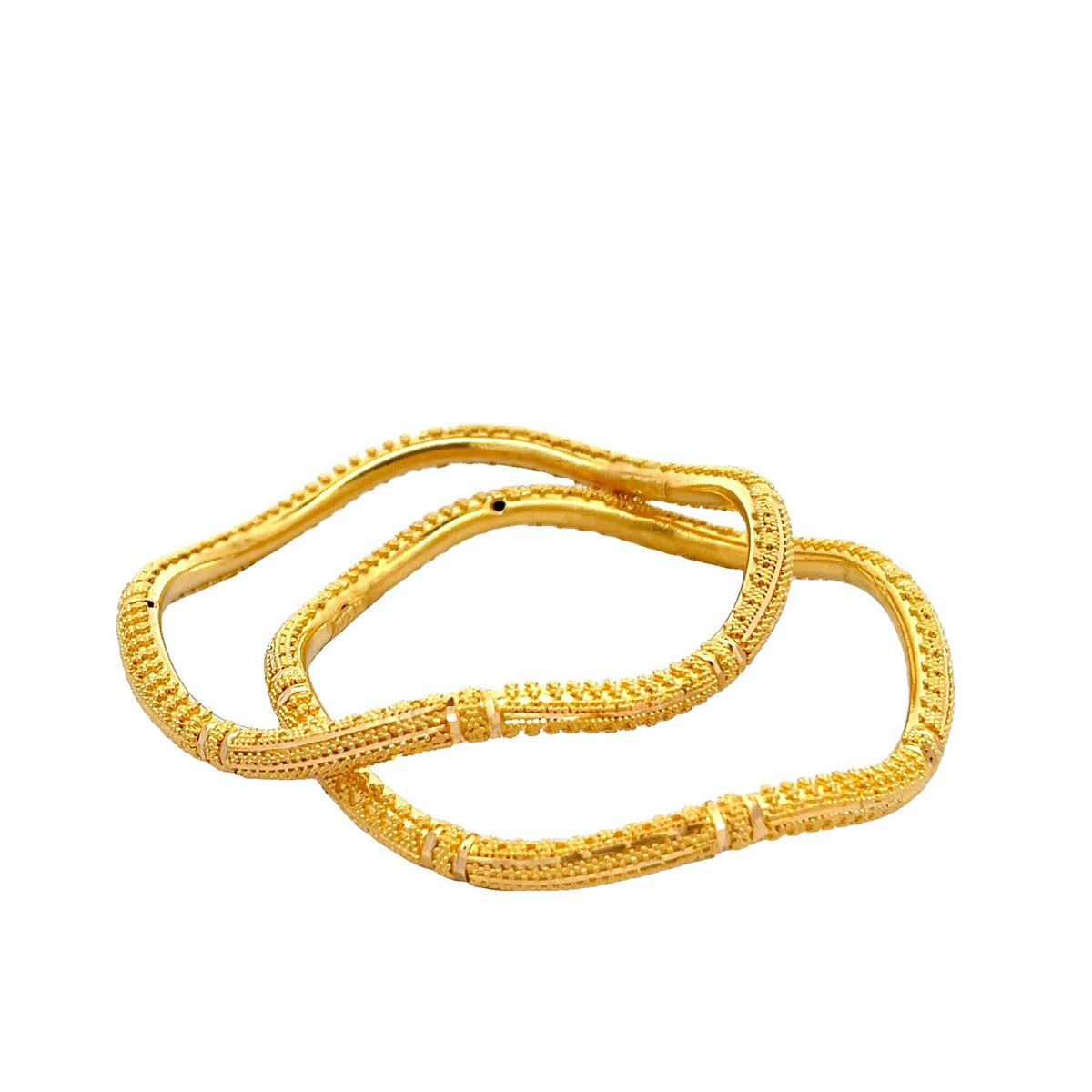 22ct Yellow Gold Wavy Patterned Bangle PZ325-BN51 - FJewellery