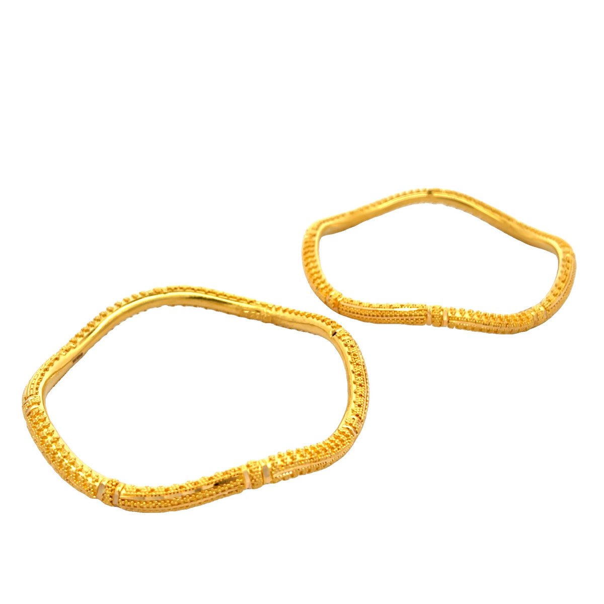 22ct Yellow Gold Wavy Patterned Bangle PZ325-BN51 - FJewellery