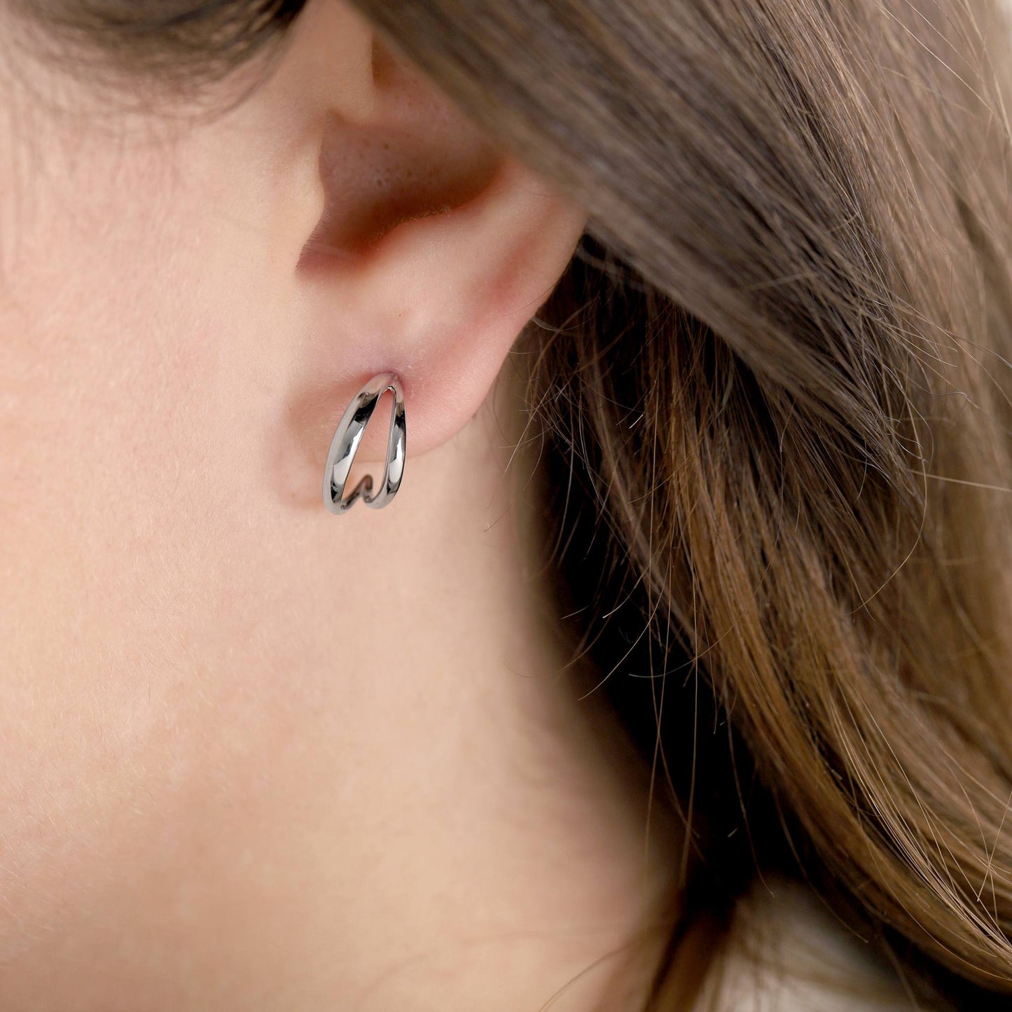 925 Silver Rhodium Plated Earrings SER3018 - FJewellery