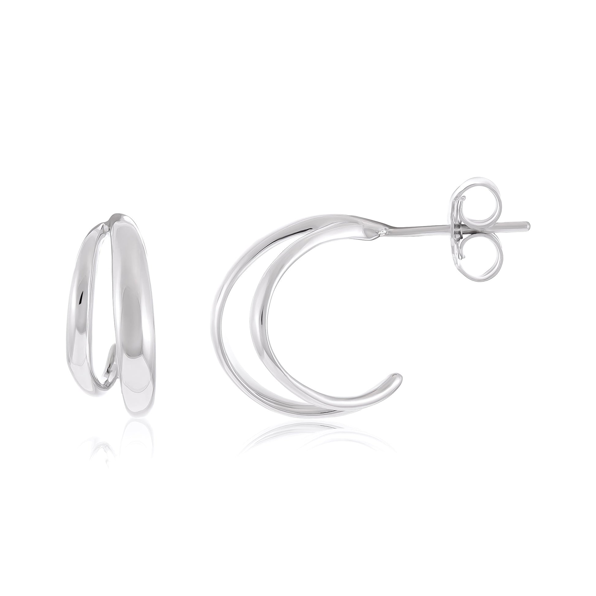 925 Silver Rhodium Plated Earrings SER3018 - FJewellery