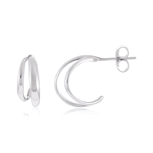 925 Silver Rhodium Plated Earrings SER3018 - FJewellery