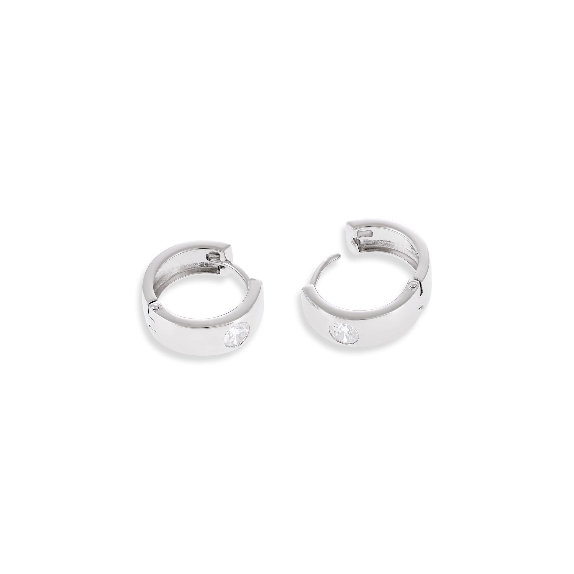 925 silver rhodium plated hoop Cubic zirconia earrings SER3008 - FJewellery