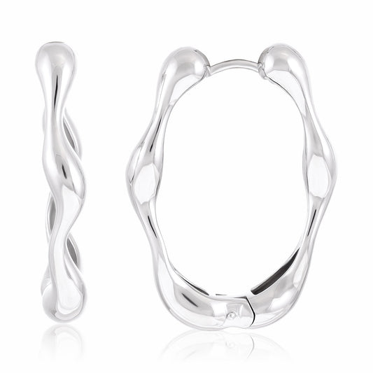 925 silver rhodium plated hoop earrings SER3011 - FJewellery