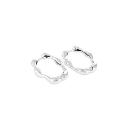 925 Silver Rhodium Plated Hoop Earrings SER3011 - FJewellery