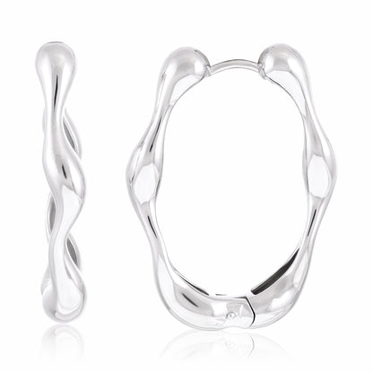925 Silver Rhodium Plated Hoop Earrings SER3011 - FJewellery