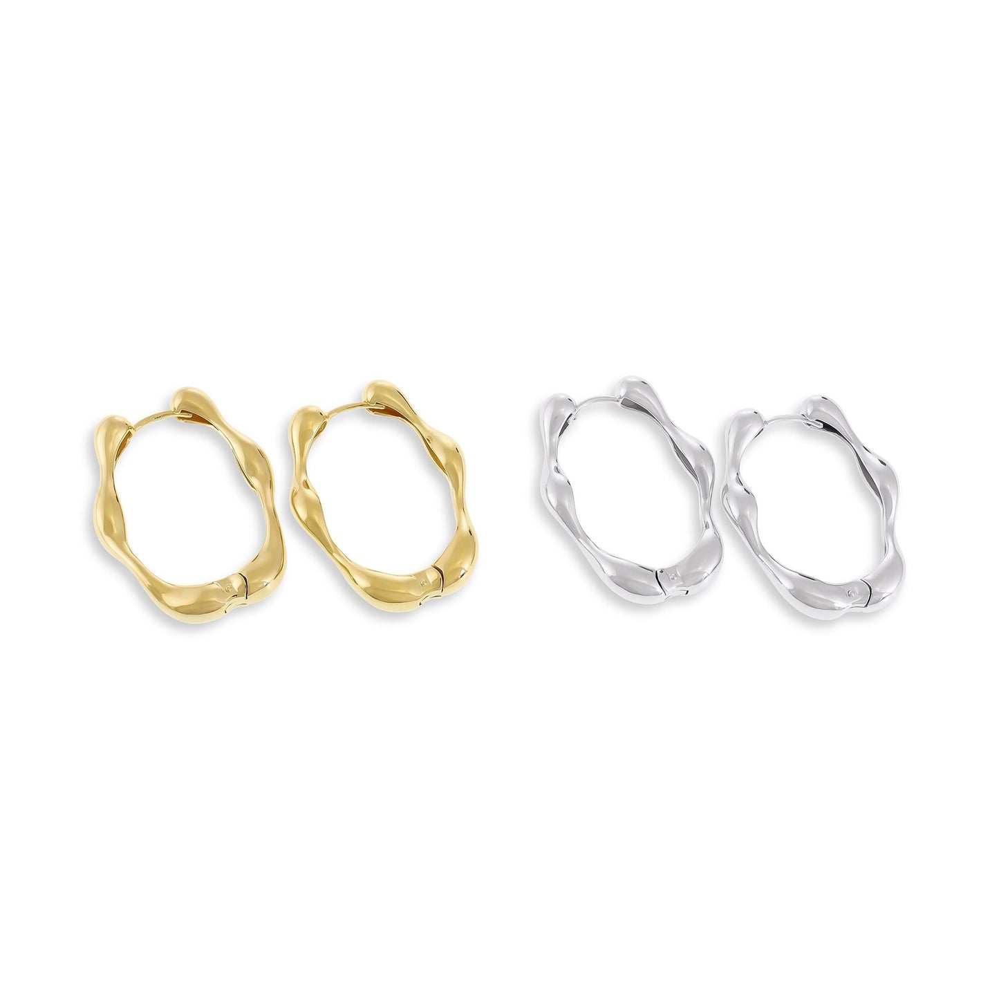 925 Silver Rhodium Plated Hoop Earrings SER3011 - FJewellery