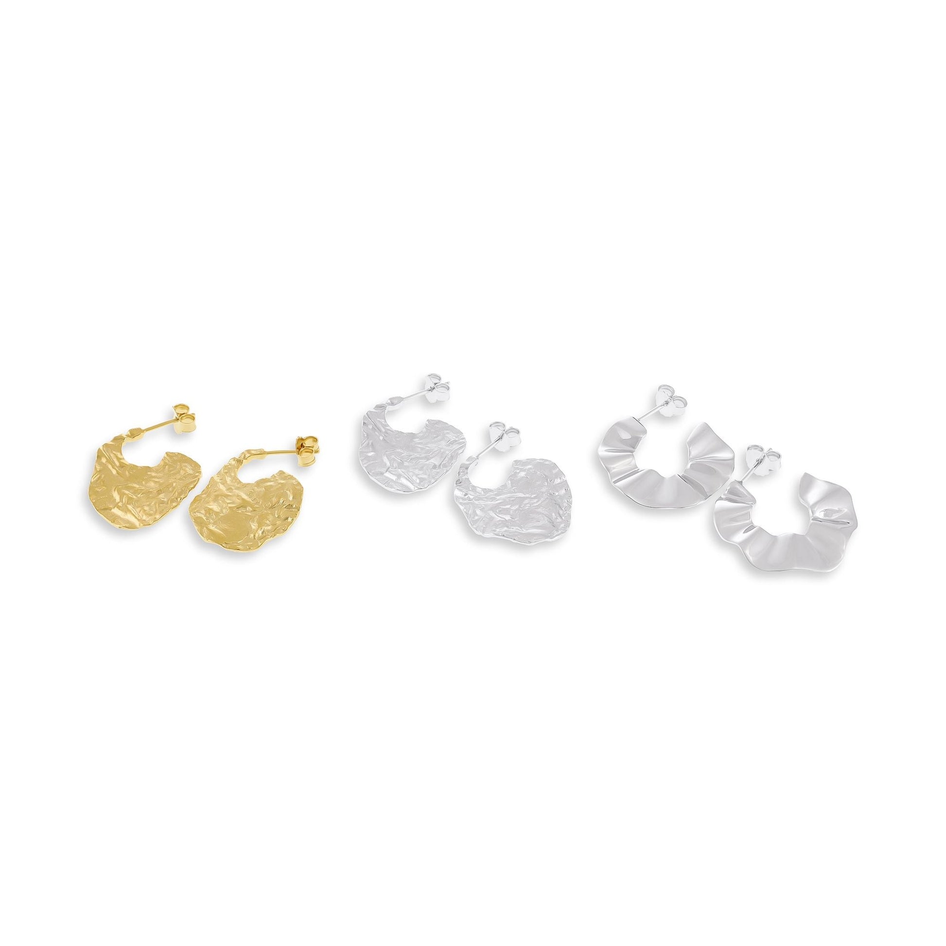 925 silver rhodium plated irregular shaped hoop earrings SER3005 - FJewellery