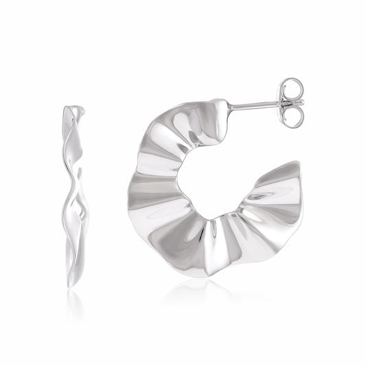 925 silver rhodium plated irregular shaped hoop earrings SER3005 - FJewellery