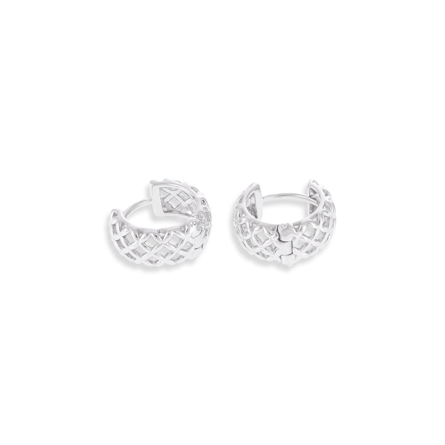 925 Silver Rhodium Plated Lattice Effect Earrings SER3013 - FJewellery