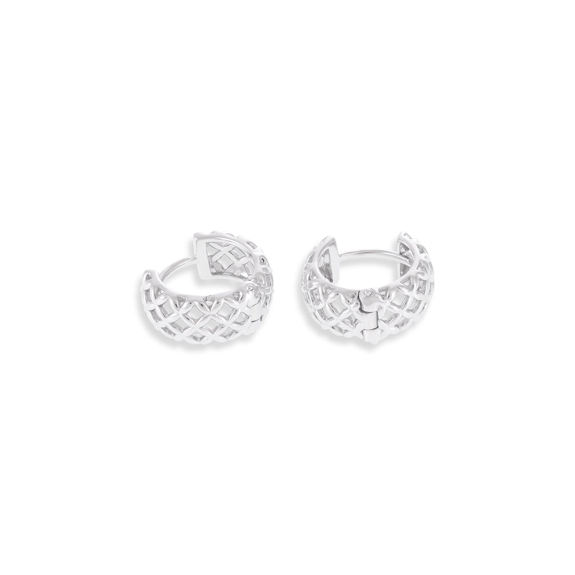 925 Silver Rhodium Plated Lattice Effect Earrings SER3013 - FJewellery