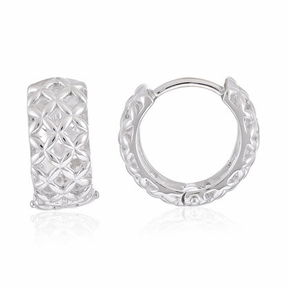 925 Silver Rhodium Plated Lattice Effect Earrings SER3013 - FJewellery