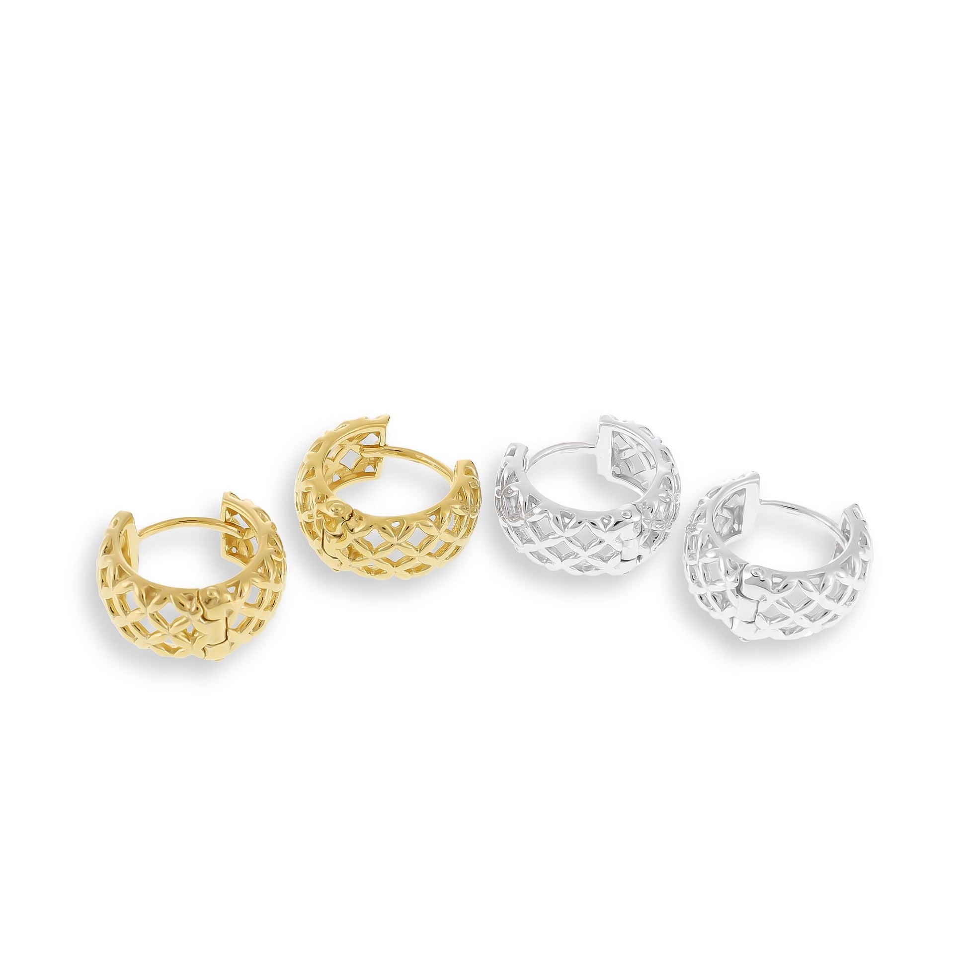 925 silver rhodium plated lattice effect earrings SER3013 - FJewellery
