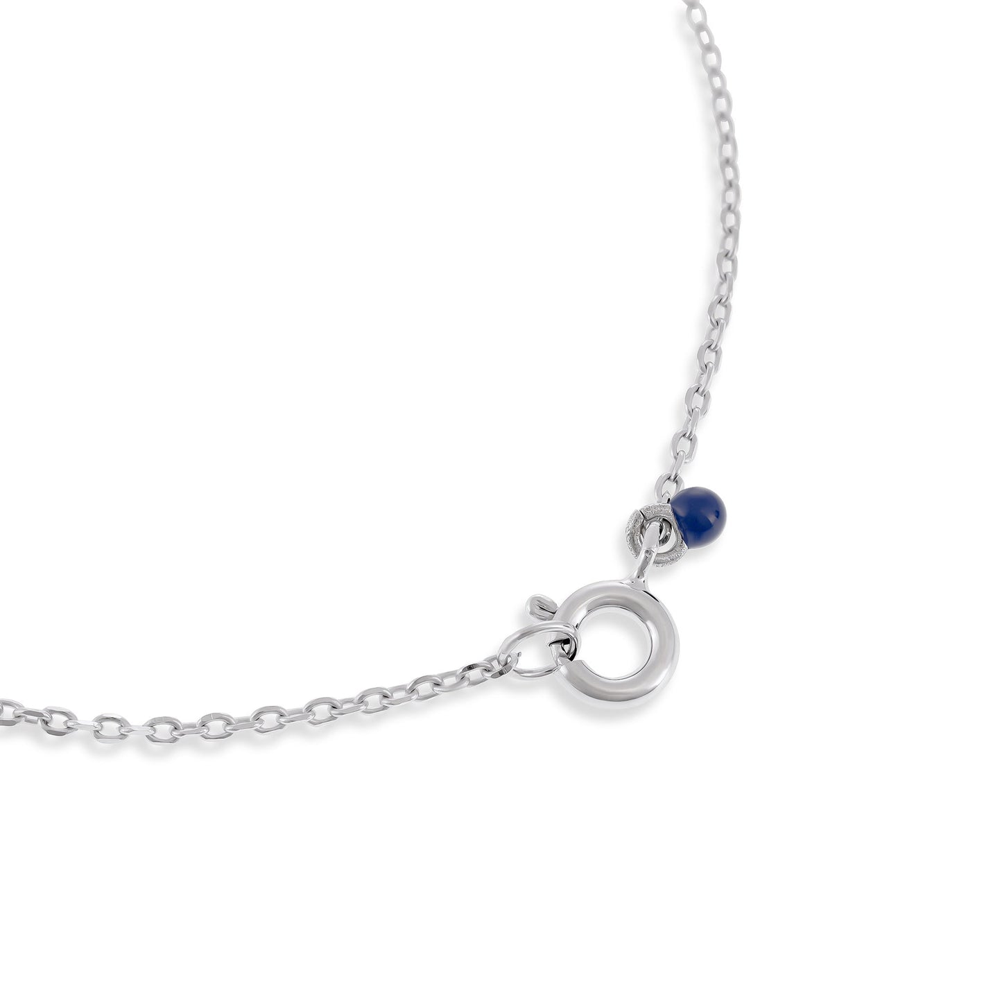 925 Silver Rhodium Plated Necklace With Blue Enamel Twist SNK3001 - FJewellery