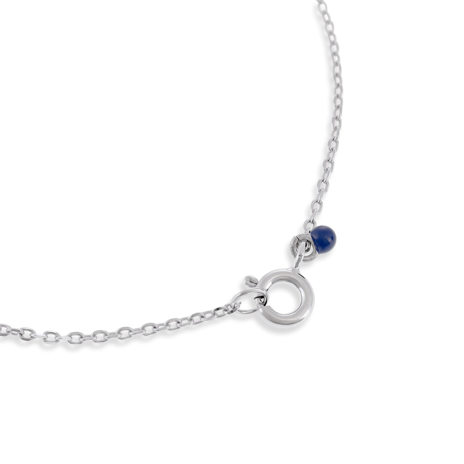 925 Silver Rhodium Plated Necklace With Blue Enamel Twist SNK3001 - FJewellery