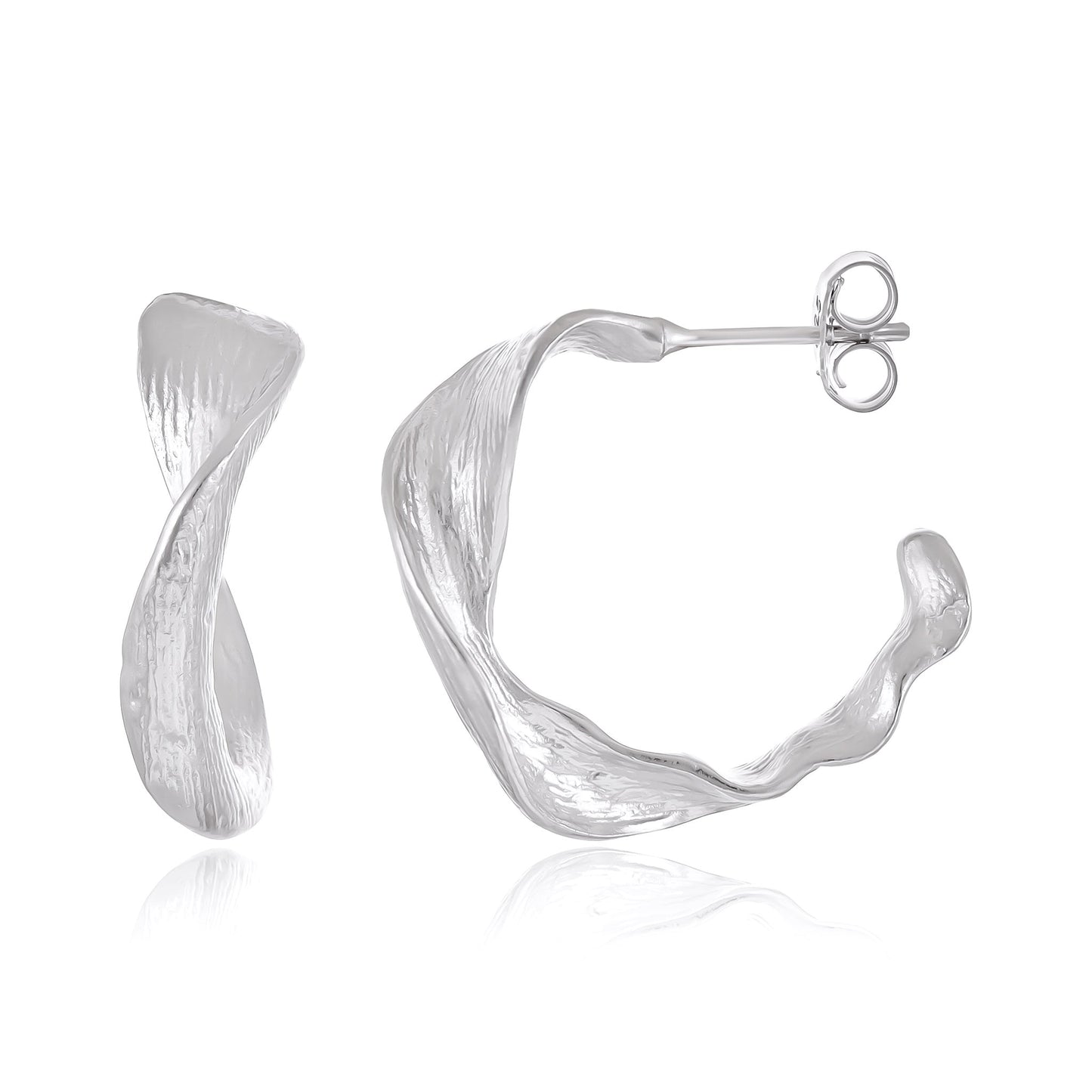 925 Silver Rhodium Plated Stud Earrings SER3015 - FJewellery