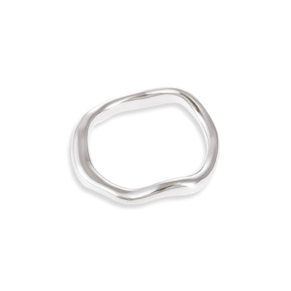 925 Sterling Silverr Rhodium Plated Wavy Ring