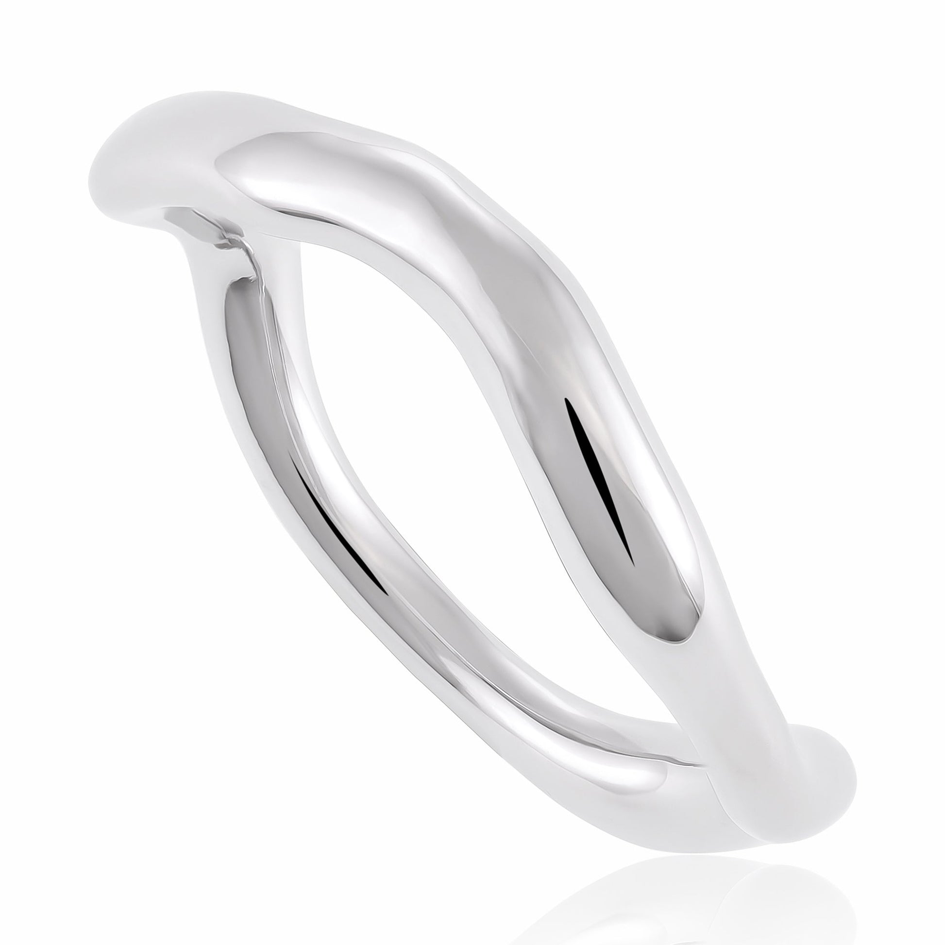 925 silver rhodium plated wavy ring SRN3007 - FJewellery