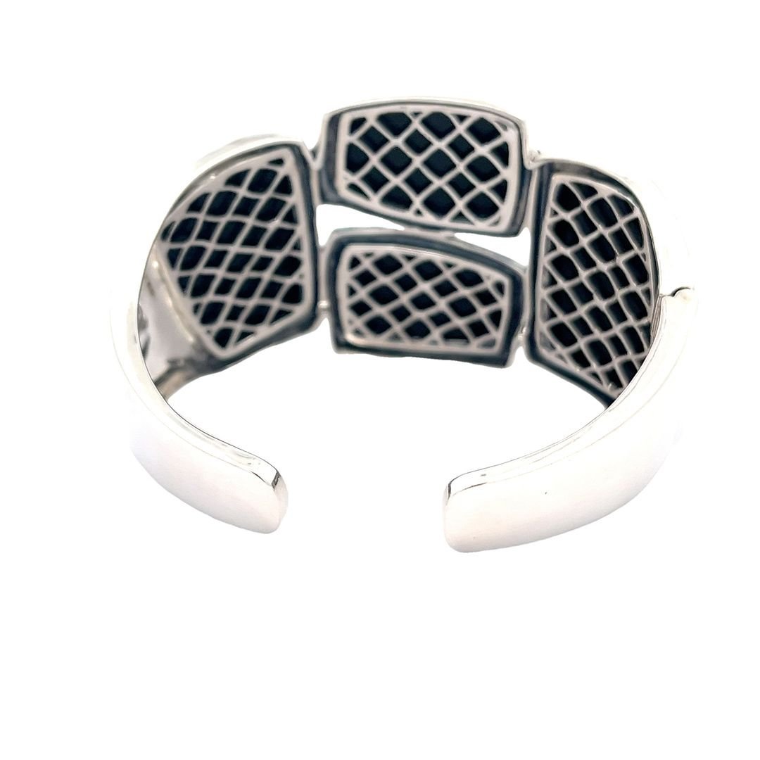 925 Silver Sterling Silver Black Onyx Bangle SBN5001 - FJewellery