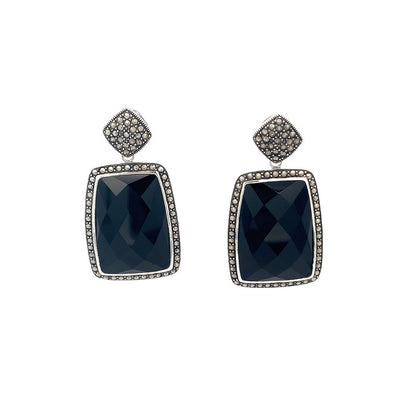 925 Silver Sterling Silver Black Onyx Earrings SER5001 - FJewellery