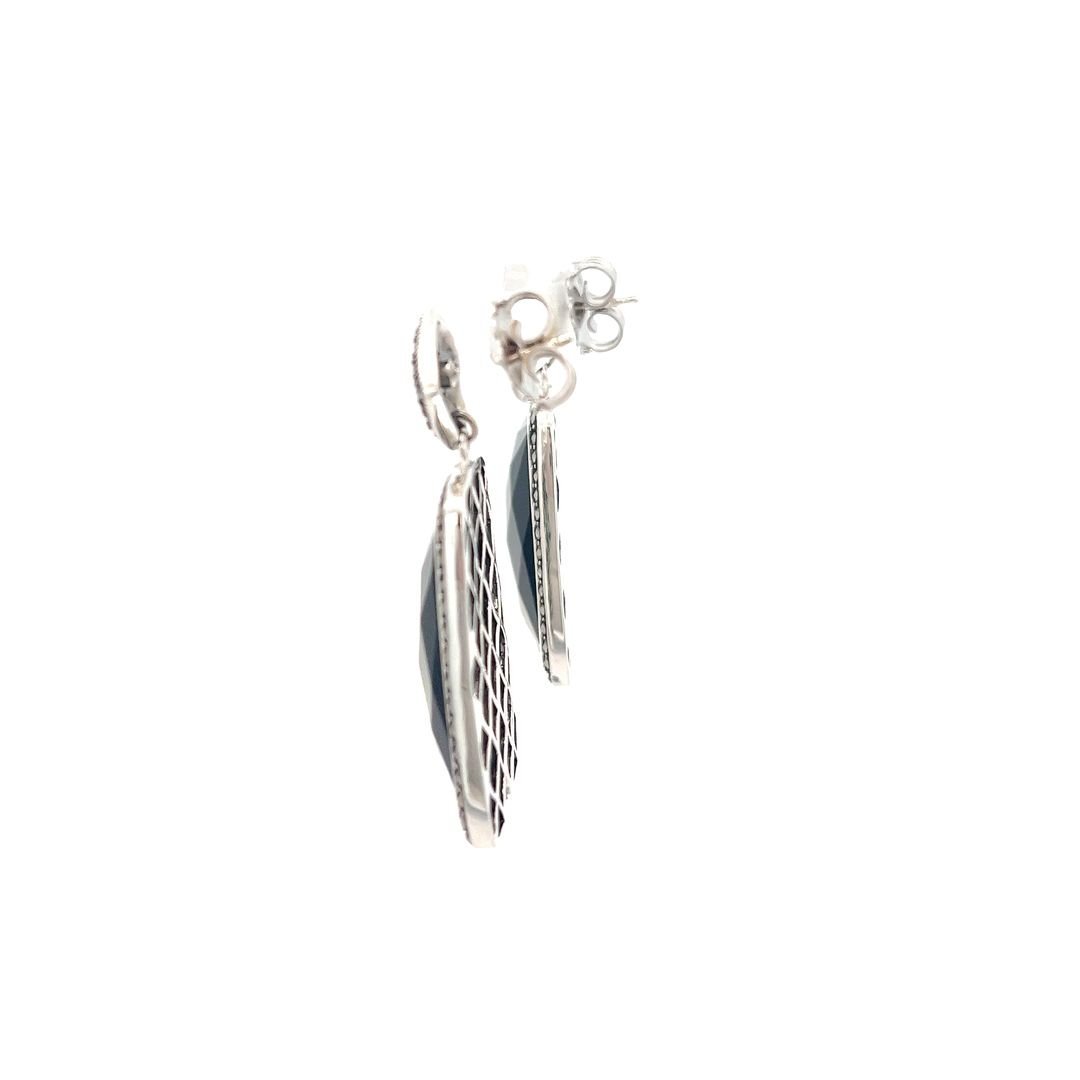 925 Silver Sterling Silver Black Onyx Earrings SER5001 - FJewellery