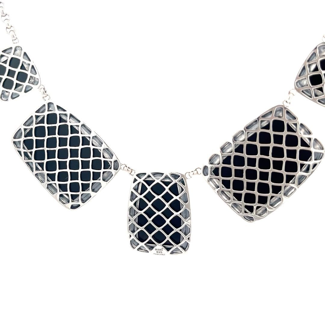 925 Silver Sterling Silver Black Onyx Necklace SNK5001 - FJewellery