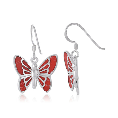 925 Sterling Silver Abalone Shell Butterfly Earrings SER4037