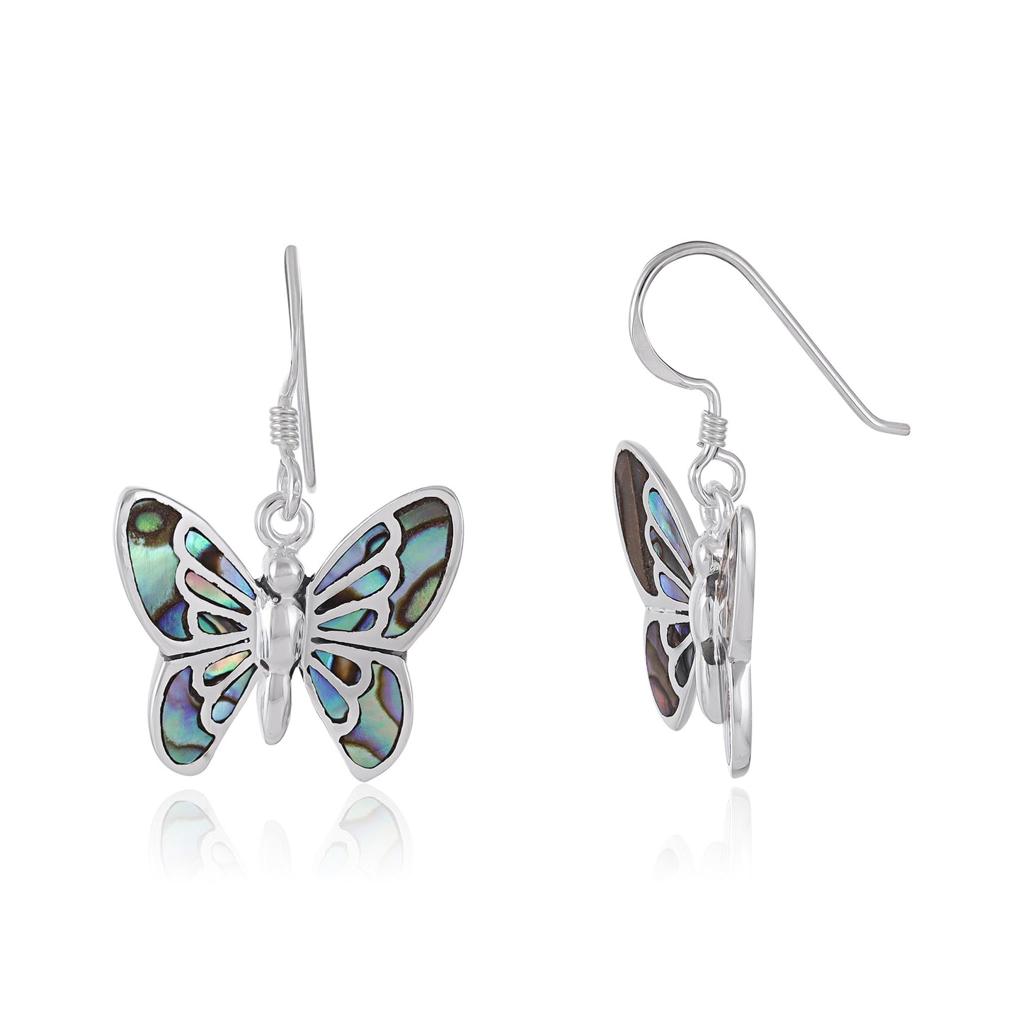 925 Sterling Silver Abalone Shell Butterfly Earrings SER4037 - FJewellery