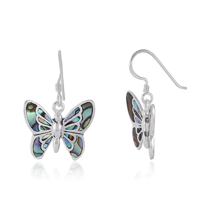 925 Sterling Silver Abalone Shell Butterfly Earrings SER4037
